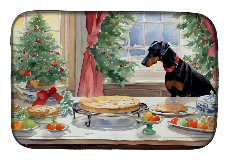 Doberman Pinscher Christmas Cookies Dish Drying Mat Florida Guy