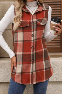 Plaid Button Up Vest Coat - Florida Guy