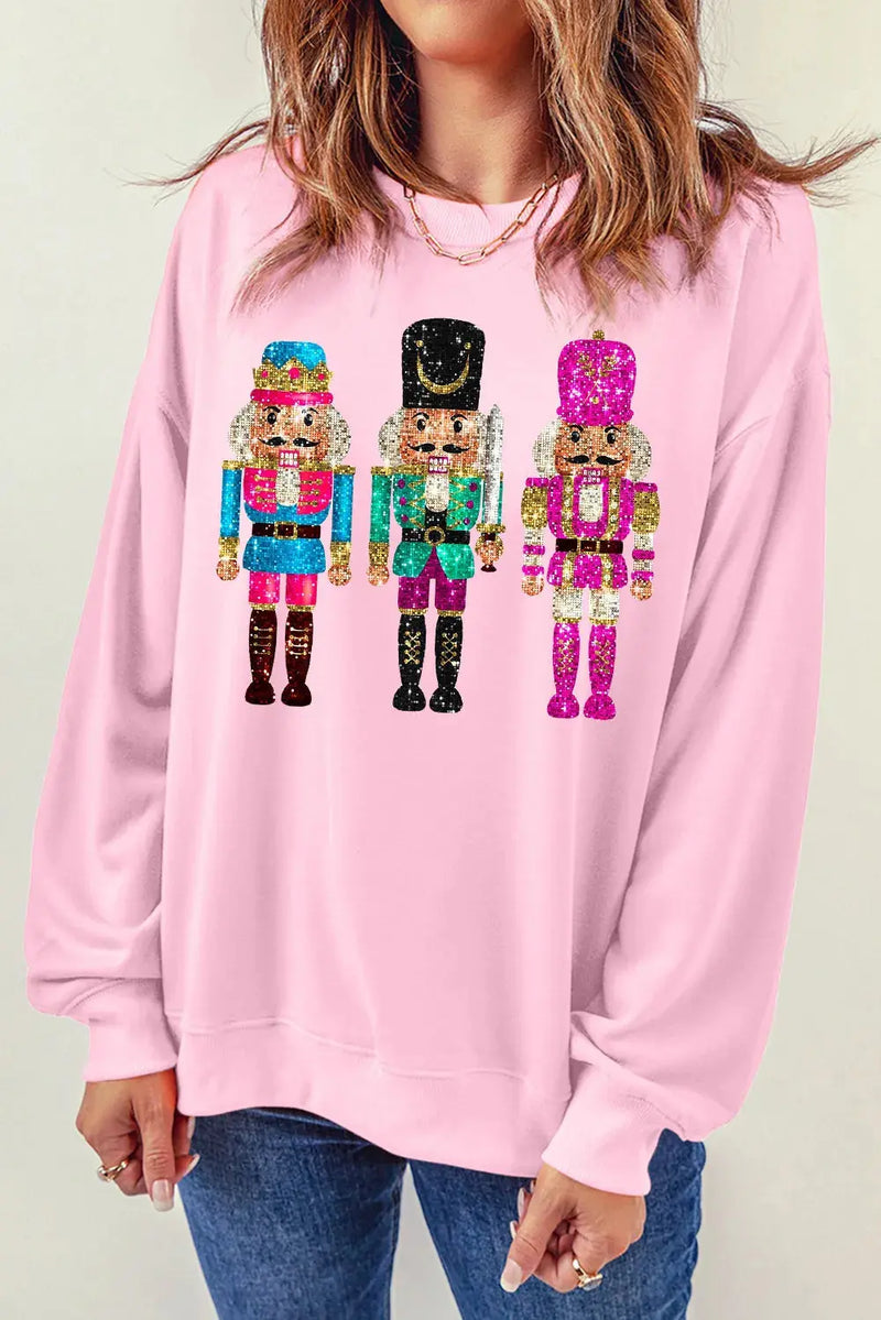 Nutcracker Graphic Round Neck Long Sleeve Sweatshirt - Florida Guy