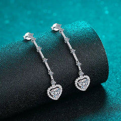 2 Carat Moissanite Zircon 925 Sterling Silver Heart Earrings Trendsi