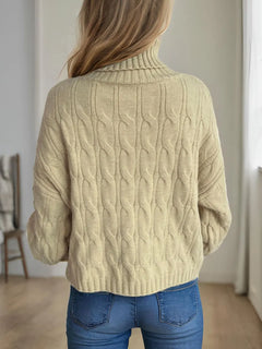 Cable-Knit Turtleneck Long Sleeve Sweater - Florida Guy