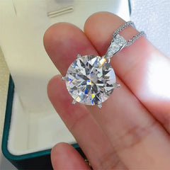 10 Carat Moissanite 925 Sterling Silver Pendant Necklace Trendsi