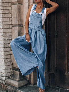 Wide Leg Denim Overalls - Florida Guy