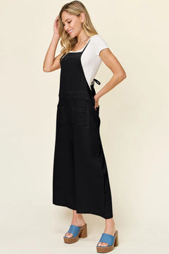 Double Take Full Size Texture Sleeveless Wide Leg Overall - Florida Guy