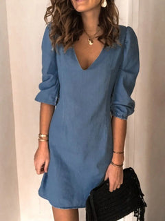 Full Size V-Neck Half Sleeve Dress - Florida Guy