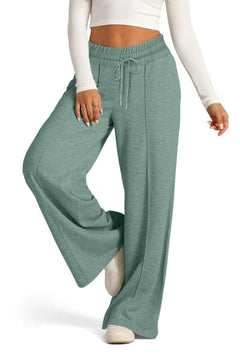 Drawstring Elastic Waist Wide Leg Pants - Florida Guy