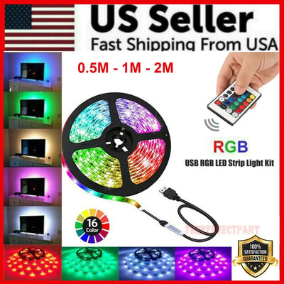 5V USB LED Strip Lights TV Back Light 5050 RGB Colour Changing with 24Key Remote Florida Guy